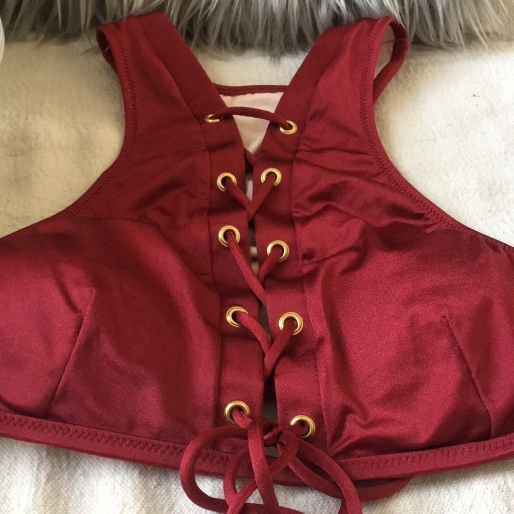 Victoria’s Secret Lace Up High Neck Swim Top